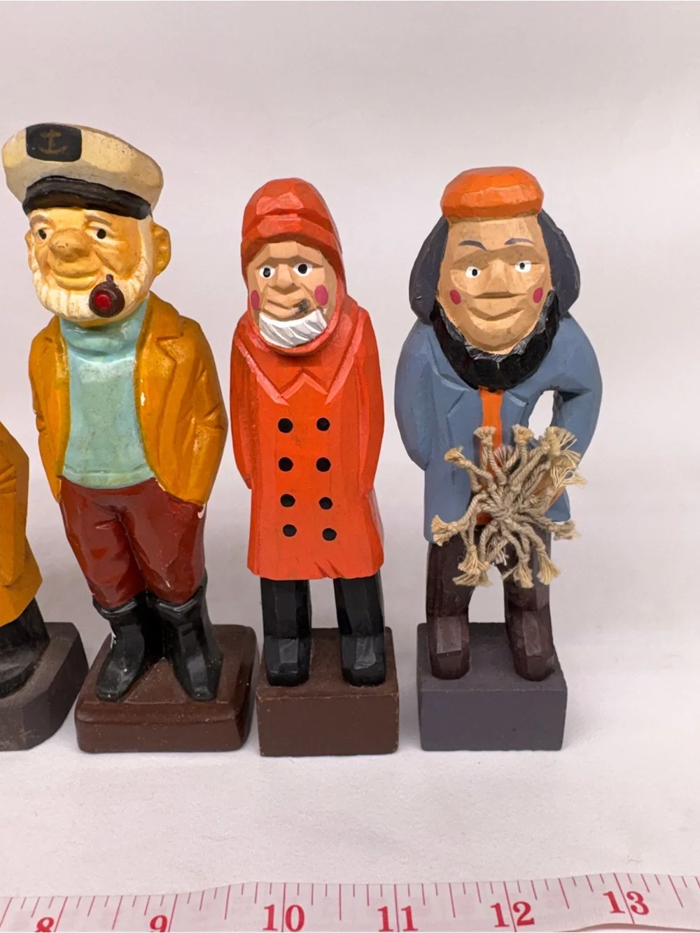 Vintage Faux Wood Nautical Sailor Figurines Sea Captain Lot - Set of 7